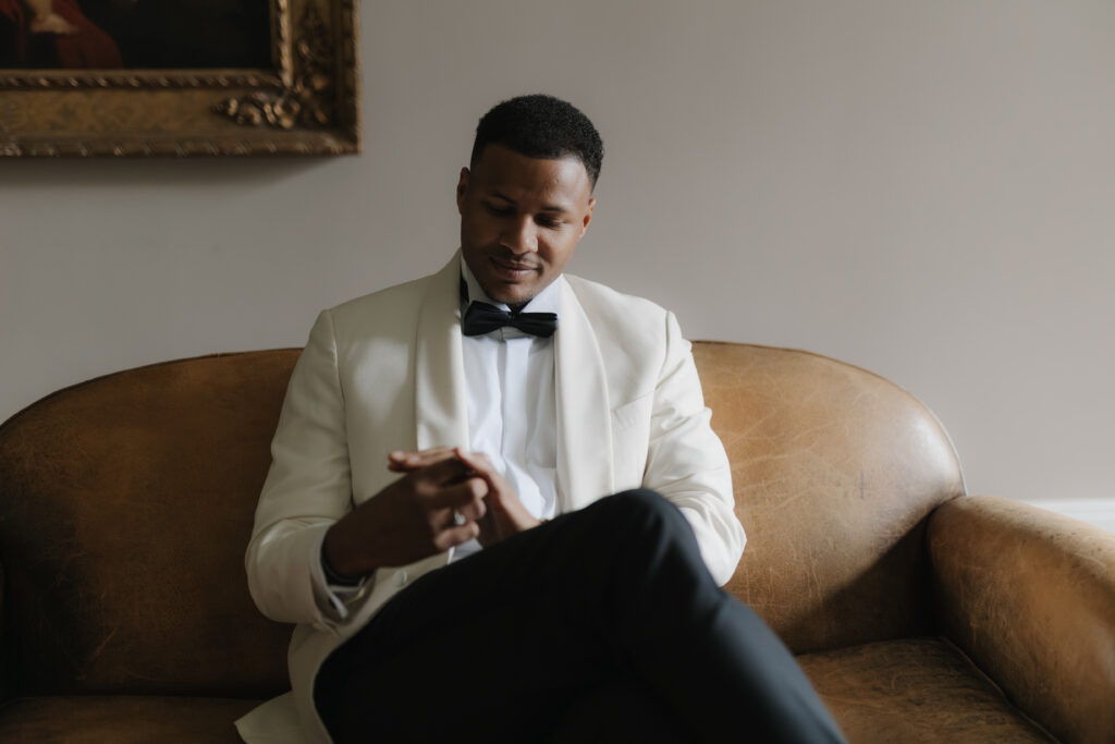 Groom at a wedding venue in Hamburg 